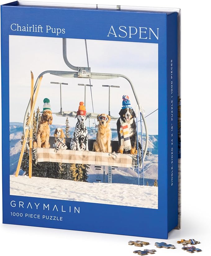 Chairlift Pups 1000 Pc Puzzle
