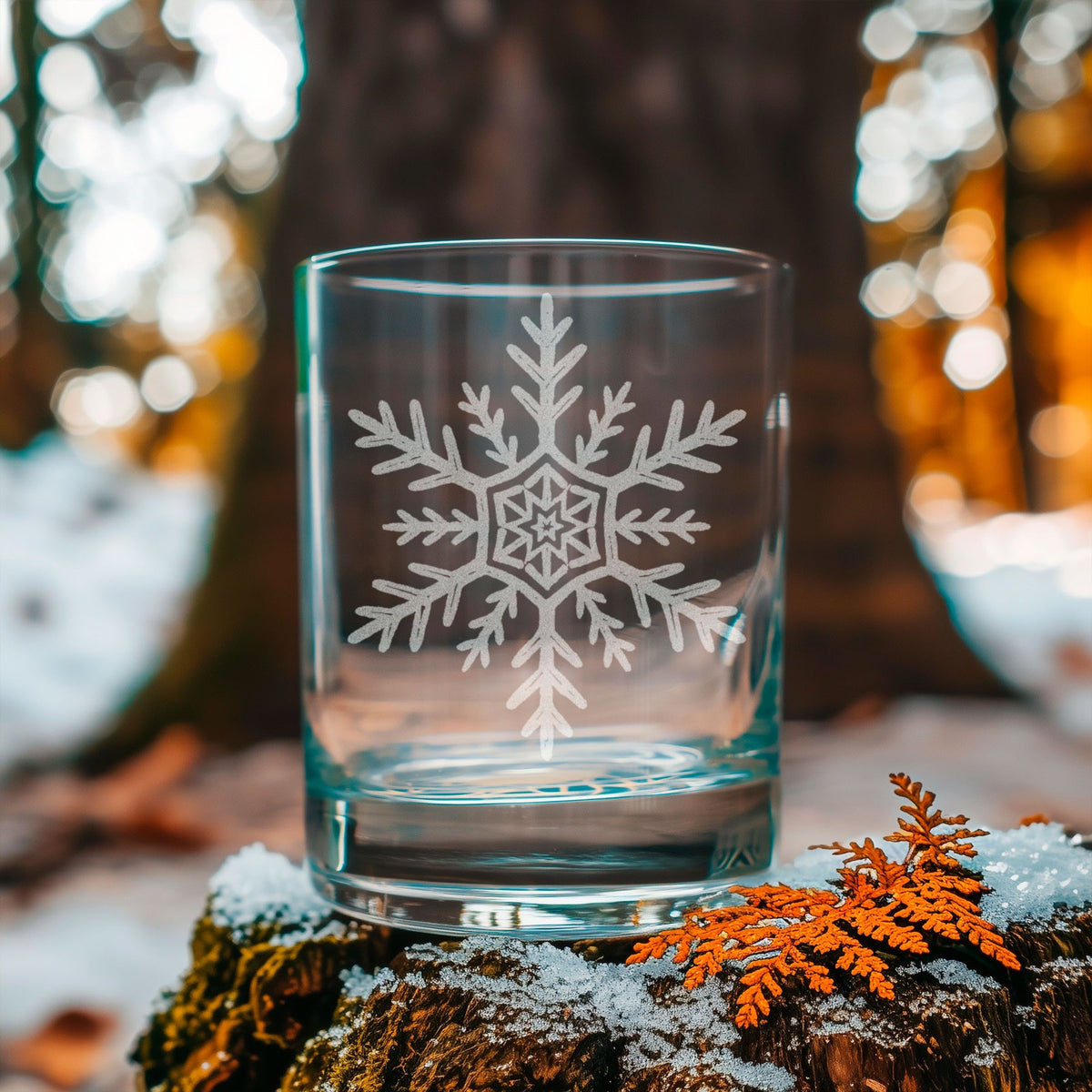 Benoit's Snowflake Drinking Glasses - Old Fashioned - 12oz