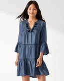 Tommy Bahama Women's Chambray Embroidered Tier Dress