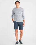 Man wearing long-sleeve t-shirt and Lake Calcutta shorts